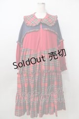 HEIHEI / ジャージワンピース  赤チェック×紺 Y-25-09-13-101-PU-OP-SZ-ZY