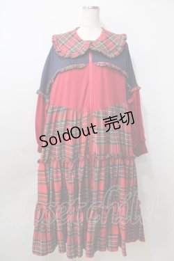 画像1: HEIHEI / ジャージワンピース  赤チェック×紺 Y-25-09-13-101-PU-OP-SZ-ZY