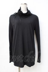 BPN FOR MEN / 編み上げハイネックカットソー M 黒 Y-25-09-13-010-GO-TO-SZ-ZY