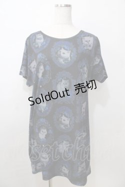 画像1: Enchantlic Enchantilly / 猫の王女達の肖像画カットソーワンピース  黒 Y-25-09-13-102-LO-OP-SZ-ZT0930B