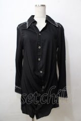 ALGONQUINS / 二重襟シャツワンピース M 黒 Y-25-09-13-111-AL-OP-SZ-ZY
