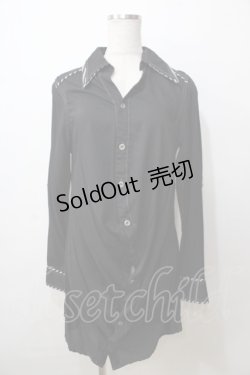 画像1: ALGONQUINS / 二重襟シャツワンピース M 黒 Y-25-09-13-111-AL-OP-SZ-ZY