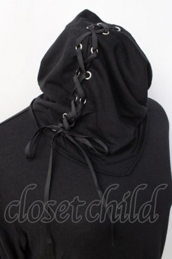 画像4: BPN FOR MEN / 編み上げハイネックカットソー M 黒 Y-25-09-13-010-GO-TO-SZ-ZY