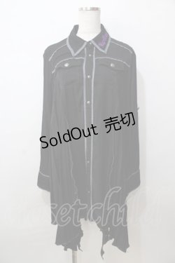 画像1: ALGONQUINS / 襟刺繍ヘイレムシャツワンピース F 黒 Y-25-09-13-112-AL-OP-SZ-ZY