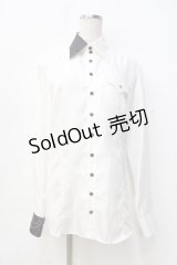 BPN FOR MEN / バイカラーシャツ M 白 Y-25-09-13-011-GO-BL-SZ-ZY