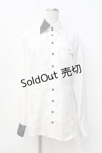 BPN FOR MEN / バイカラーシャツ M 白 Y-25-09-13-011-GO-BL-SZ-ZY