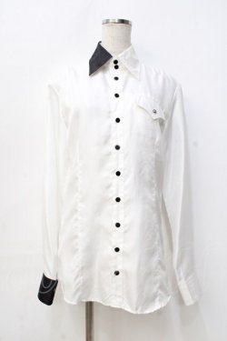 画像1: BPN FOR MEN / バイカラーシャツ M 白 Y-25-09-13-011-GO-BL-SZ-ZY