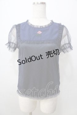画像1: Ank Rouge / ワンポイント刺繍ドットチュールカットソー M コン Y-25-09-13-118-CA-TO-SZ-ZY