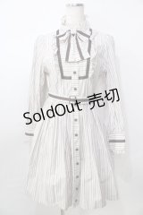 Innocent World / スタンドカラーストライプリボンワンピース M オフ Y-25-09-13-122-IW-OP-AS-ZY