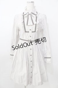 Innocent World / スタンドカラーストライプリボンワンピース M オフ Y-25-09-13-122-IW-OP-AS-ZY