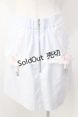 画像2: Honey Cinnamon / ガーター付きギンガムスカート  サックス Y-25-09-13-131-LO-SK-SZ-ZY