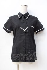 PEACE NOW / 裾プリーツマリンブラウス M 黒 Y-25-09-13-012-PU-BL-SZ-ZY