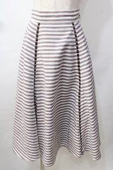 an another angelus / はしごリボン使いストライプフレアースカート F ブラウン×ホワイト Y-25-09-13-143-CA-SK-SZ-ZT357