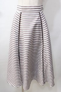 an another angelus / はしごリボン使いストライプフレアースカート F ブラウン×ホワイト Y-25-09-13-143-CA-SK-SZ-ZT357