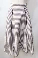 画像1: 【SALE】an another angelus / はしごリボン使いストライプフレアースカート F ブラウン×ホワイト Y-25-09-13-143-CA-SK-SZ-ZT357 (1)