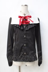 ALGONQUINS / つけ襟付きフリルブラウス M 黒 Y-25-09-13-014-AL-BL-SZ-ZY