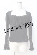 BPN / 胸元レースカットソー M 黒 Y-25-09-13-017-GO-TO-SZ-ZY