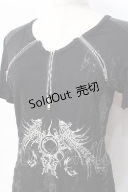 画像4: Sixh / ZIPデザイン半袖トップス  黒 Y-25-09-13-019-HN-TO-SZ-ZT