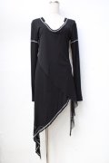 Sixh / 変形スリーブロングトップス  黒 Y-25-09-13-020-HN-TO-SZ-ZY