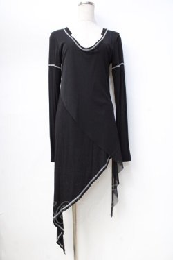 画像1: Sixh / 変形スリーブロングトップス  黒 Y-25-09-13-020-HN-TO-SZ-ZY