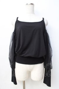 Na+H / subオフショルダーカットソー  黒 Y-25-09-13-021-PU-TO-SZ-ZY