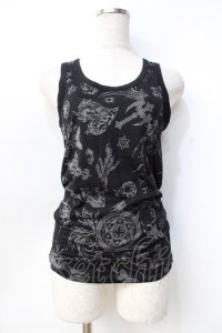 Sixh / 総柄タンク  黒 Y-25-09-13-022-HN-TO-SZ-ZT512