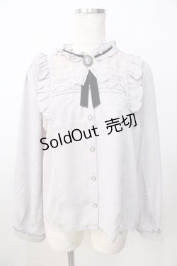 画像1: axes femme / ブローチ付ヴィンテージブラウス M グレー Y-25-09-14-043-AX-BL-SZ-ZY