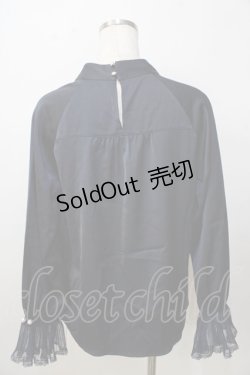 画像2: axes femme / パールデザインサテンブラウス F 紺 Y-25-09-14-046-AX-BL-SZ-ZY