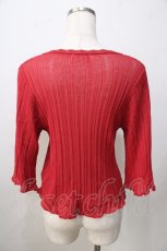 画像2: 【SALE】axes femme / プチパール釦シアーニットカーディガン F 赤 Y-25-09-14-052-AX-TO-SZ-ZT285 (2)