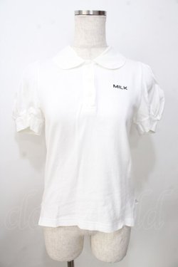 画像1: MILK / ロゴ刺繍ポロシャツ  ホワイト Y-25-09-14-056-ML-TO-SZ-ZY