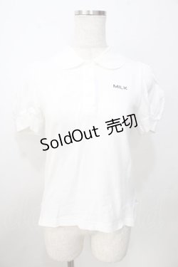 画像1: MILK / ロゴ刺繍ポロシャツ  ホワイト Y-25-09-14-056-ML-TO-SZ-ZY