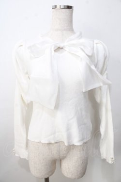 画像1: evelyn / ビックリボンニット  白 Y-25-09-14-057-LO-TO-SZ-ZY