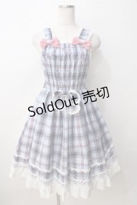 BABY,THE STARS SHINE BRIGHT / オリジナルタータンチェックシャーリングプリンセスジャンパースカート  サックス Y-25-09-14-066-BA-OP-SZ-ZY