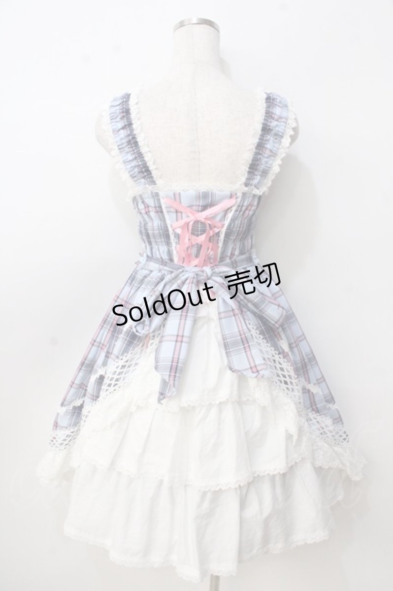 画像2: BABY,THE STARS SHINE BRIGHT / オリジナルタータンチェックシャーリングプリンセスジャンパースカート  サックス Y-25-09-14-066-BA-OP-SZ-ZY (2)