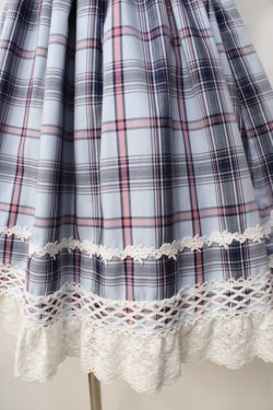 画像4: BABY,THE STARS SHINE BRIGHT / オリジナルタータンチェックシャーリングプリンセスジャンパースカート  サックス Y-25-09-14-066-BA-OP-SZ-ZY