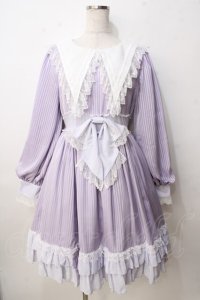 BABY,THE STARS SHINE BRIGHT / Little Kitten Luluna ストライプワンピース  ラベンダー Y-25-09-14-068-BA-OP-SZ-ZY