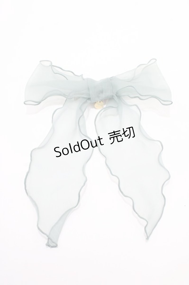 画像1: 【SALE】Perla nell' ostrica / オーガンジーリボンクリップ  グリーン Y-25-09-14-010-EL-AC-SZ-ZT486-F001 (1)