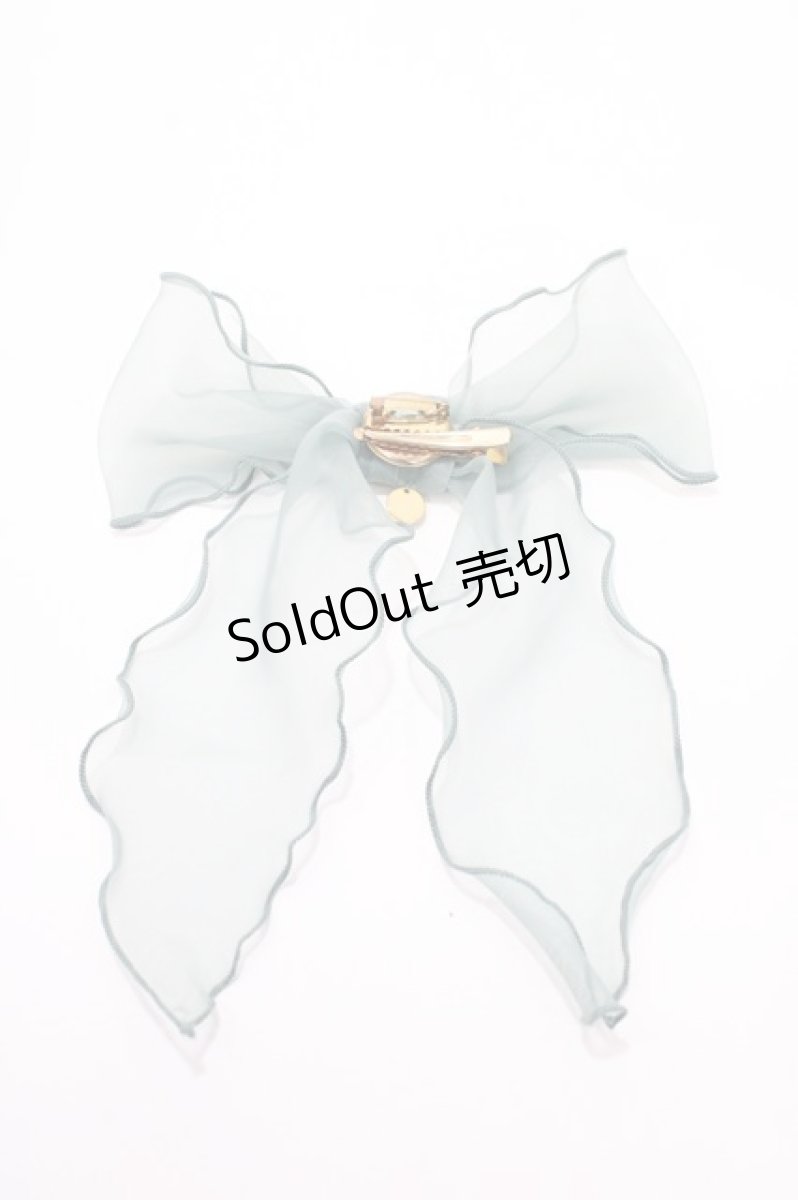 画像2: 【SALE】Perla nell' ostrica / オーガンジーリボンクリップ  グリーン Y-25-09-14-010-EL-AC-SZ-ZT486-F001 (2)