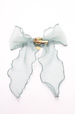 画像2: 【SALE】Perla nell' ostrica / オーガンジーリボンクリップ  グリーン Y-25-09-14-010-EL-AC-SZ-ZT486-F001 (2)