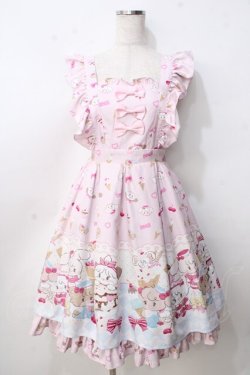 画像1: axes femme kawaii / ダイナーカフェジャンパースカート M ピンク Y-25-09-14-076-AX-OP-SZ-ZY