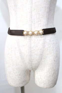 画像1: axes femme / パール細ゴムベルト  茶 Y-25-09-14-012-AX-ZA-SZ-ZY