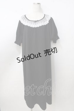 画像1: m petit by misako / AOKエリツキギャザーワンピース 4L 中黒 Y-25-09-14-082-LO-OP-SZ-ZT084