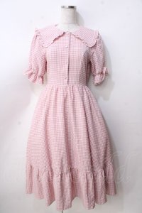 m petit by misako / ギンガムチェックワンピース S 中桃 Y-25-09-14-084-LO-OP-SZ-ZT107