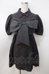 evelyn / リボンビスチェ付きシャツワンピース  グレー Y-25-09-14-086-LO-OP-SZ-ZT357