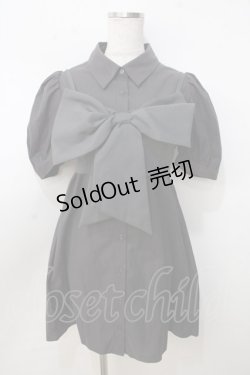 画像1: 【SALE】evelyn / リボンビスチェ付きシャツワンピース  グレー Y-25-09-14-086-LO-OP-SZ-ZT357
