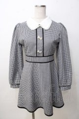 evelyn / リボンビジュー襟ミニワンピース  黒 Y-25-09-14-087-LO-OP-SZ-ZY