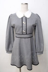 evelyn / リボンビジュー襟ミニワンピース  黒 Y-25-09-14-087-LO-OP-SZ-ZY