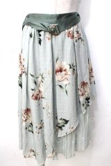 axes femme / 花柄シアーチェックフレアスカート F ミント Y-25-09-14-097-AX-SK-SZ-ZT164