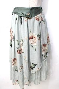 axes femme / 花柄シアーチェックフレアスカート F ミント Y-25-09-14-097-AX-SK-SZ-ZT164