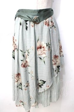 画像1: axes femme / 花柄シアーチェックフレアスカート F ミント Y-25-09-14-097-AX-SK-SZ-ZY